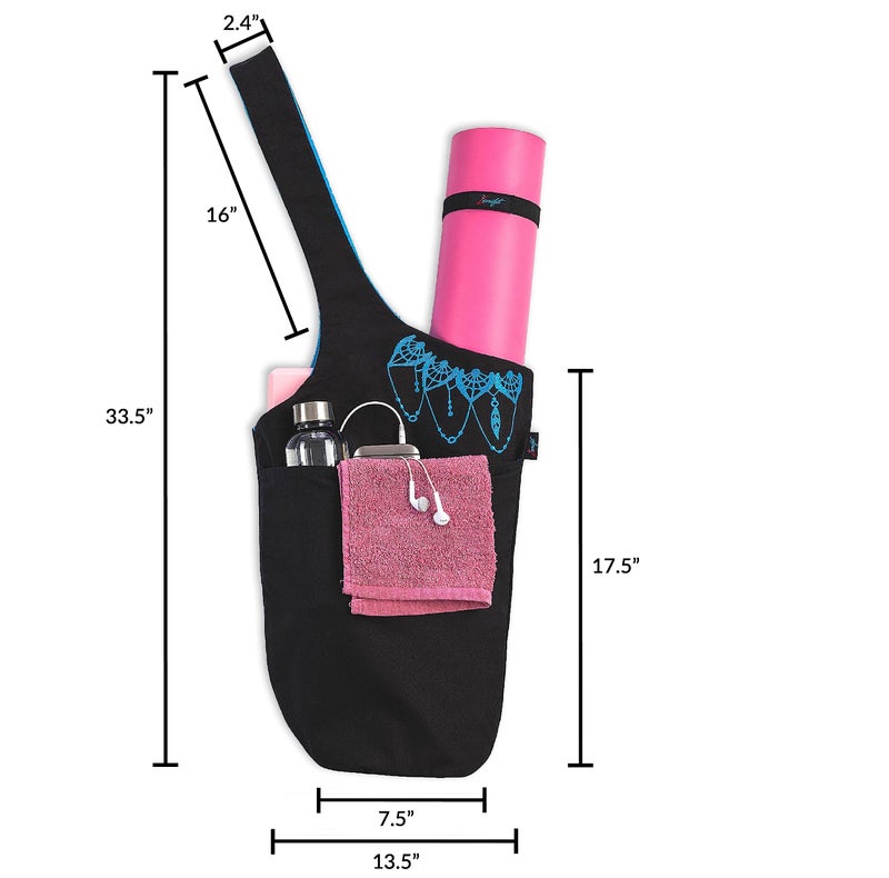 Zenifit Yoga Mat Bag â€“ Versatile Yoga Bag with Mat Straps & Storage Pockets, Holds Yoga & Pilates Mats, Lightweight & Durable, Black and Blue - Image 4
